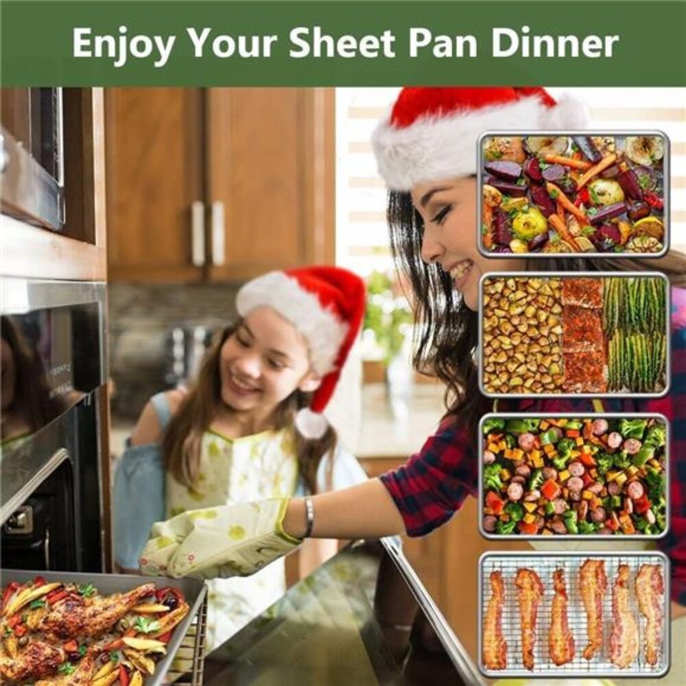 ROTTAY Baking Sheet with Rack Set (2 Pans + 2 Racks), Stainless Steel Cookie - Picture 15 of 16
